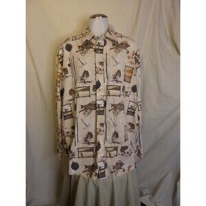Natural Issue FISHING Design-Long Sleeve Shirt-Wrinkle Free-1 Pocket-sz XL
